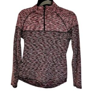 AVIA Womens Activewear Pullover Long Sleeve Athleisure  1/4 Zip Plum/Black Small